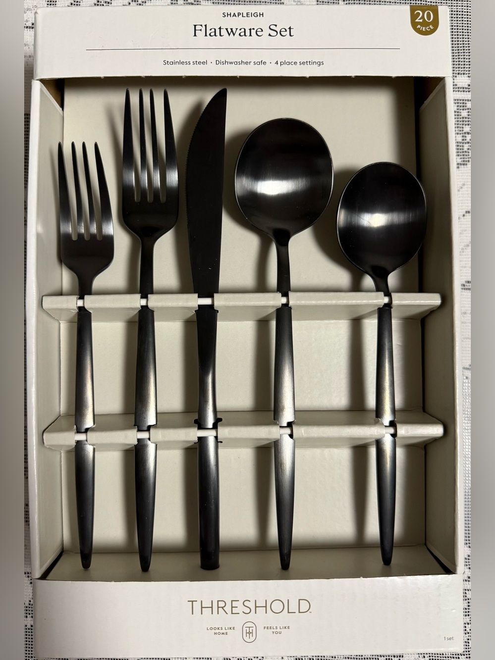 Threshold Matte Black 20-Piece Flatware Set